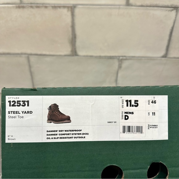 Danner steel toe yard boot work brown leather lace up waterproof slip resistant - Picture 11 of 13